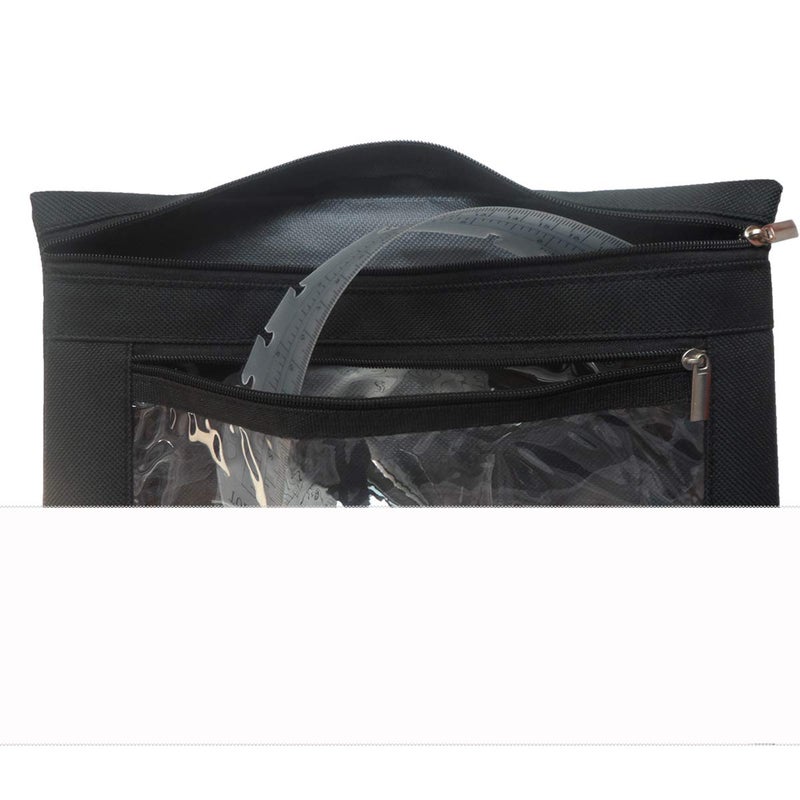 Enyuwlcm 3 Ring Binder Pencil Pouch with Durable Zipper Binder Pencil Case with Clear Window 2 Pocket Black Canvas 4 Pack - Image 5